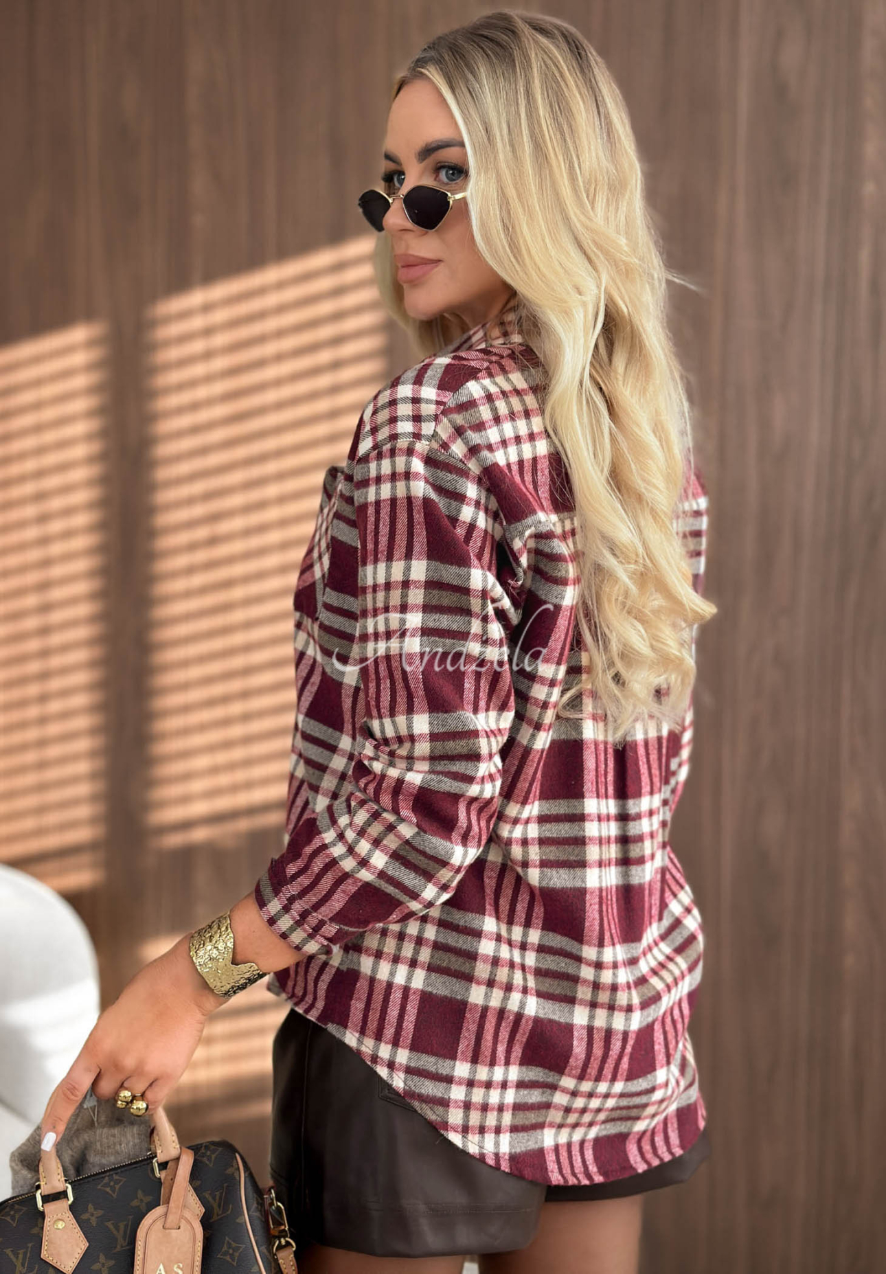 The Icon Blueberry Checkered Collar Cotton Shirt