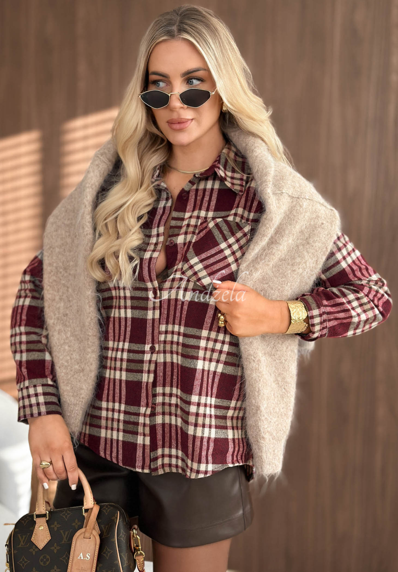The Icon Blueberry Checkered Collar Cotton Shirt