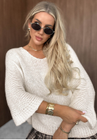 Sweter oversize z dekoltem Warm Affair czekoladowy