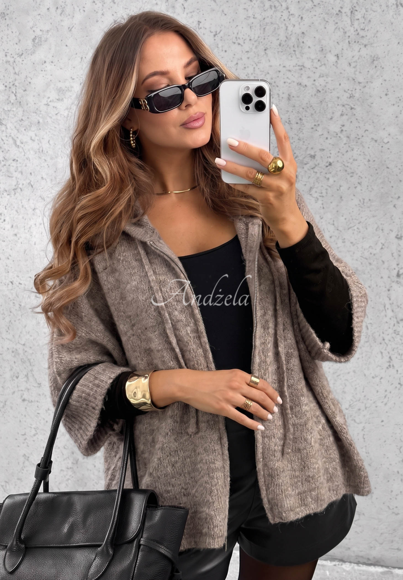 Soft On Me Moka Wool Cardigan with Hood
