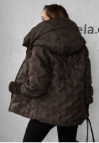 Pikowana kurtka z kapturem Autumn Edge ciemnoczekoladowa
