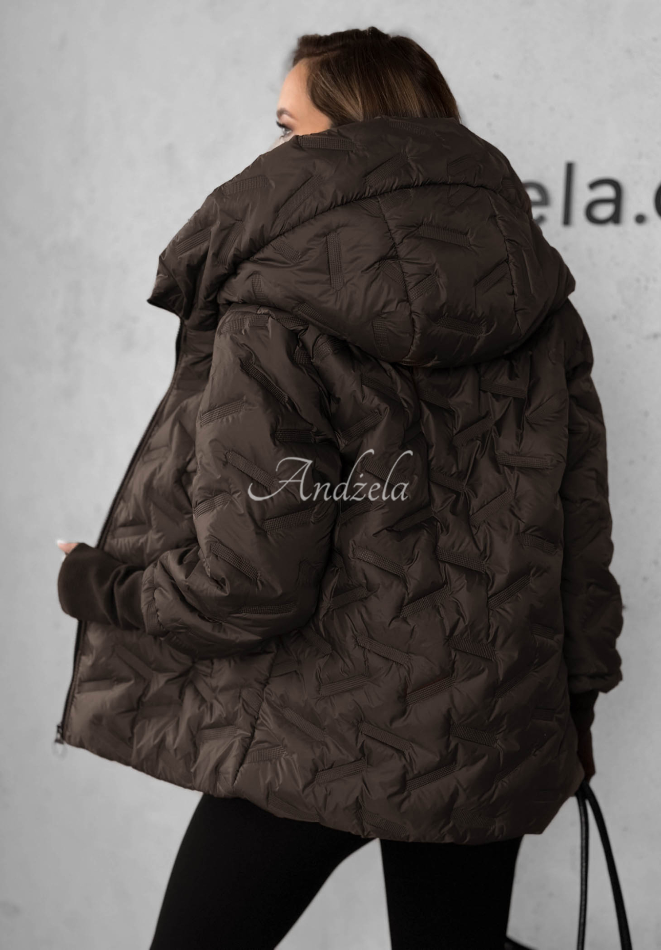 Autumn Edge Quilted Hooded Jacket in Dark Chocolate