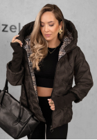 Pikowana kurtka z kapturem Autumn Edge ciemnoczekoladowa