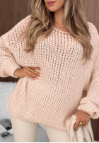 Miękki sweter oversize z wełną i wiskozą Sugar Babe pudrowy róż