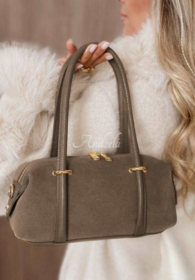 Morning Elegance Suede Handbag in Mocha