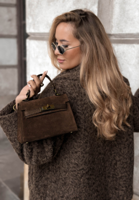 Mellow Season Camel Suede Handbag with Handle