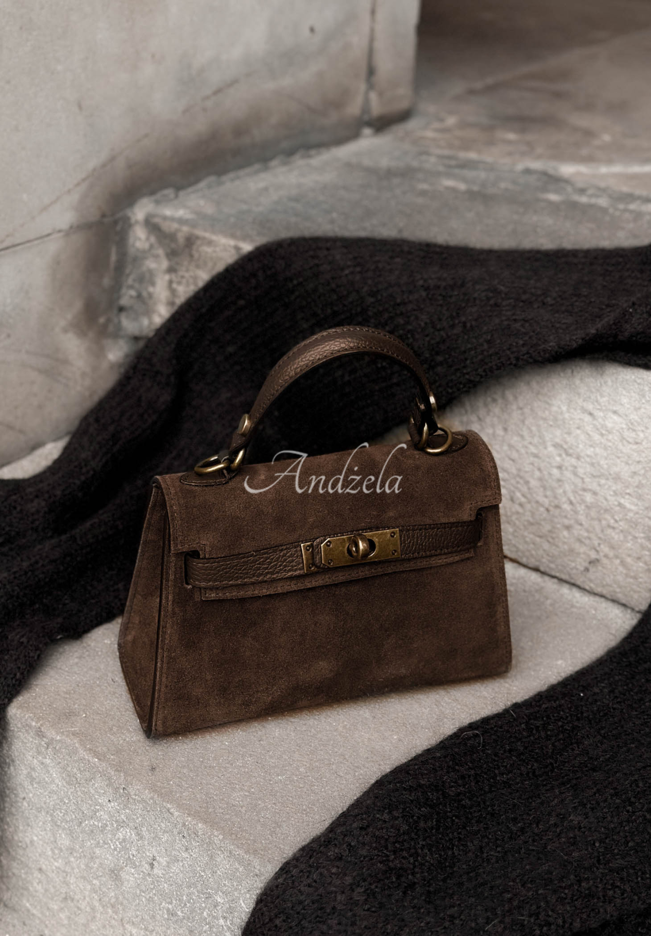 Mellow Season Camel Suede Handbag with Handle