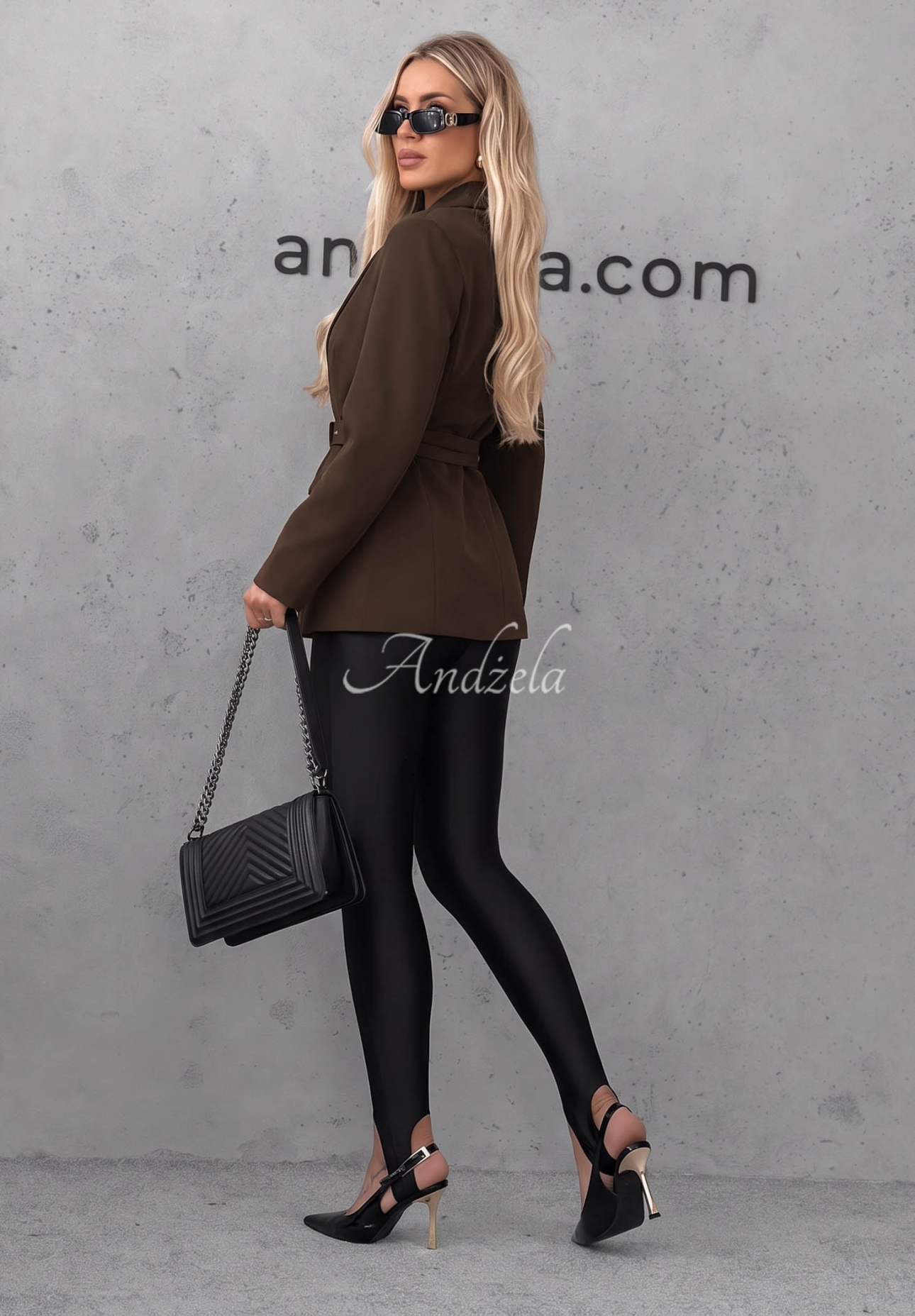 Bella Chic Classic Striped Blazer in Chocolate Brown