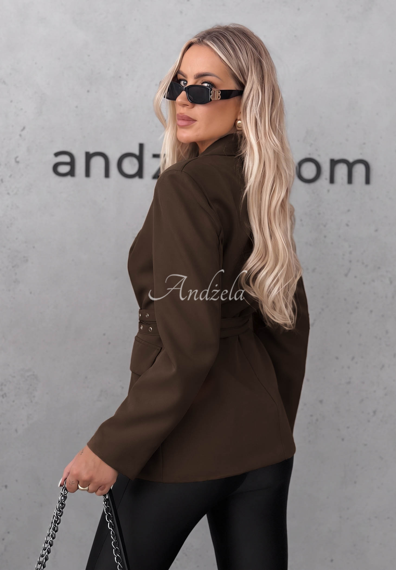 Bella Chic Classic Striped Blazer in Chocolate Brown