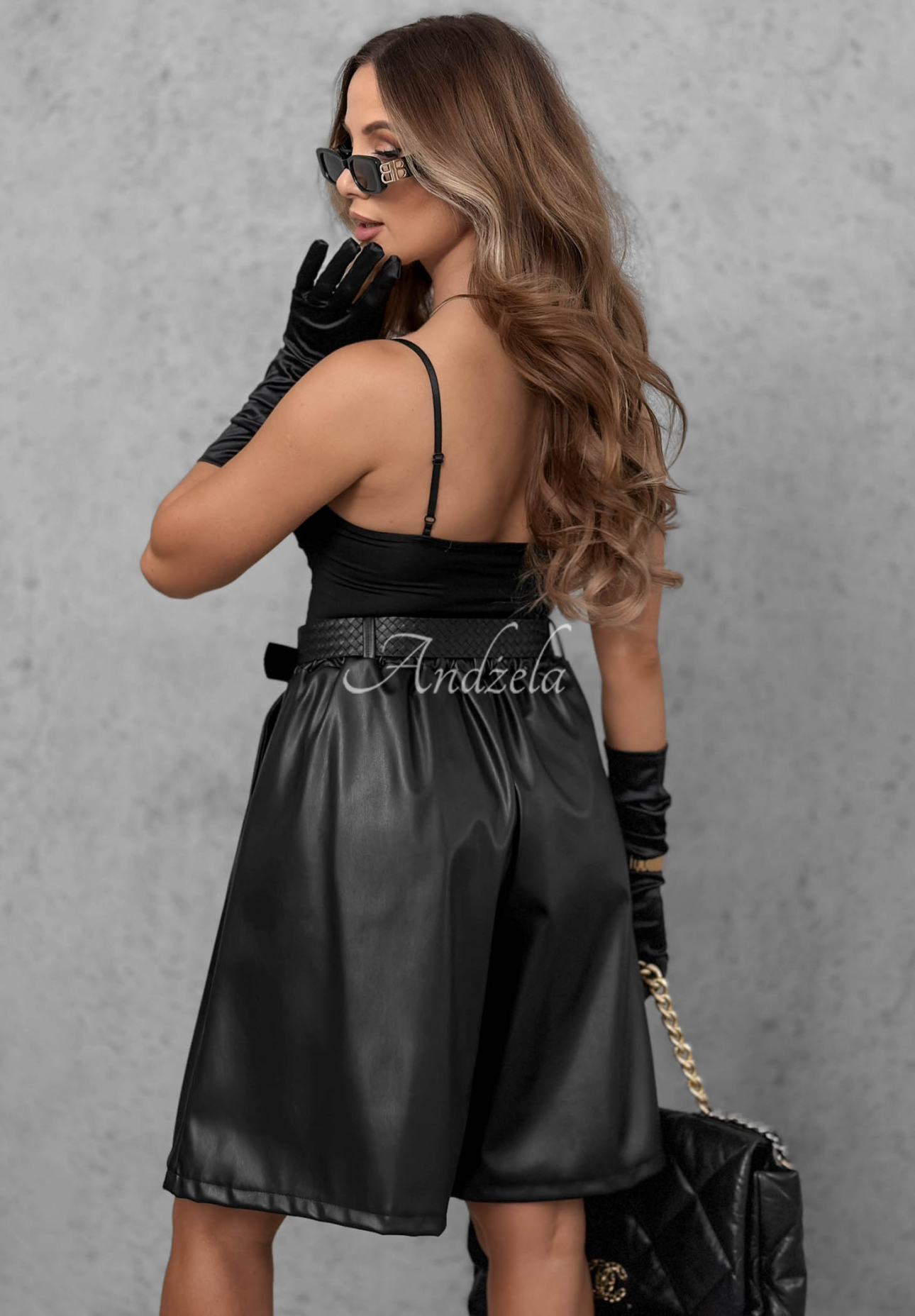 Secret Affair Black Viscose Bodysuit with Ruffled Straps