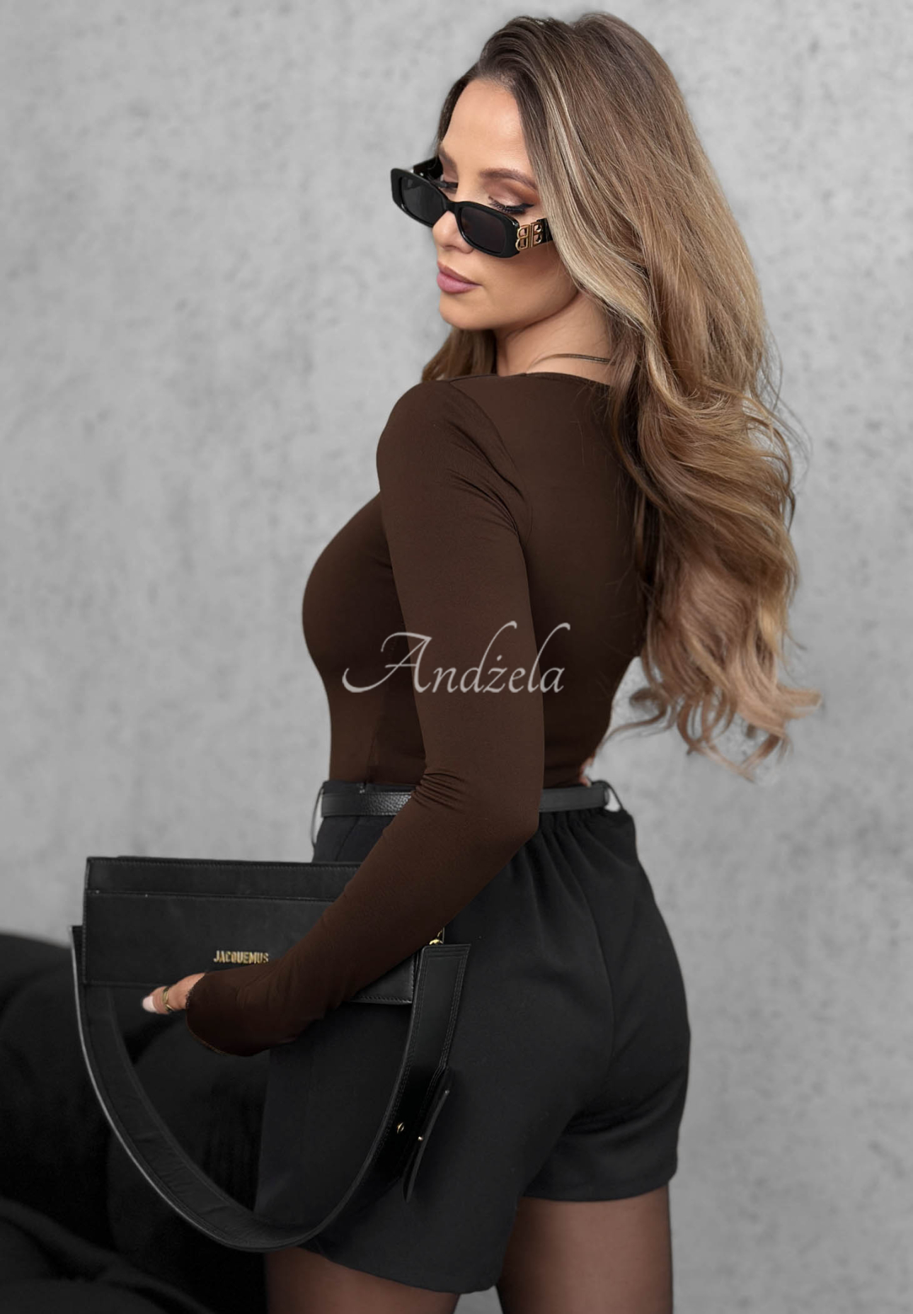 Basically Fine chocolate brown long-sleeved blouse