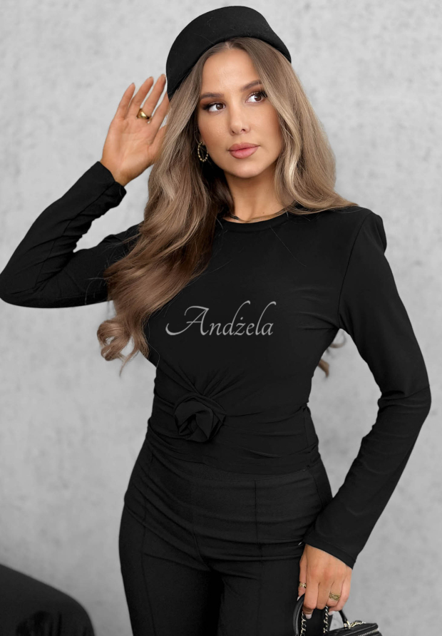 Bluzka longsleeve z r&oacute;żą One Second czarna