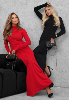 Dopasowana sukienka z golfem i rozcięciem Red Carpet czarna