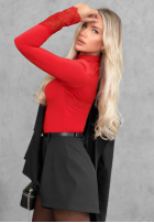 Body longsleeve z półgolfem i koronką October Kiss czarne