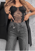 Spodnie jeansowe straight Bad Babe granatowe