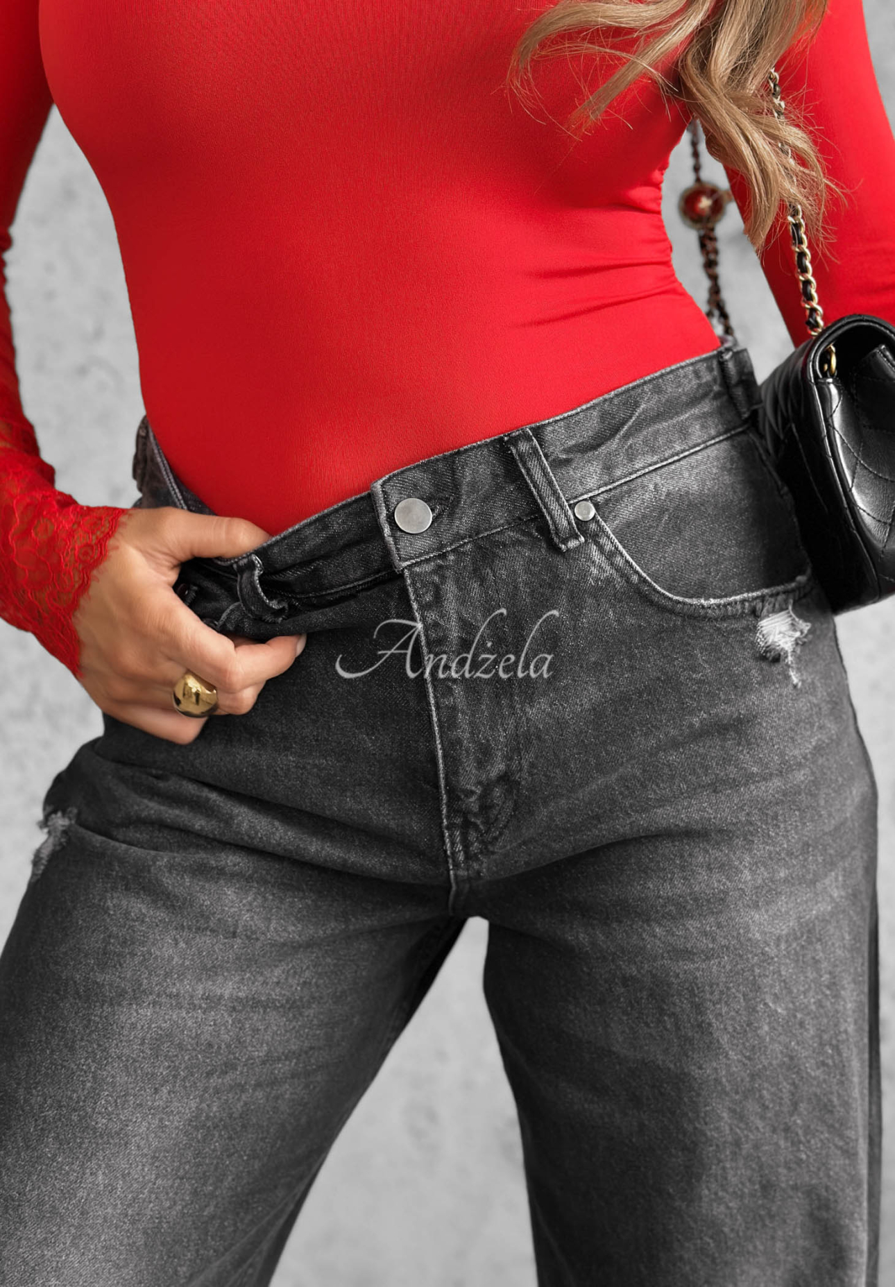 Don't Touch Gray Wide-Leg Distressed Jeans