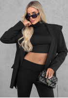 Dopasowane legginsy dzwony z szerokim pasem Perfect Match czarne