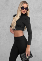 Dopasowane legginsy dzwony z szerokim pasem Perfect Match czarne