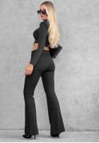 Dopasowane legginsy dzwony z szerokim pasem Perfect Match czarne