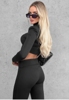 Krótka bluzka longsleeve Sassy Muse czarna