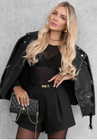 Błyszczące body longsleeve Little Shimmer czarne