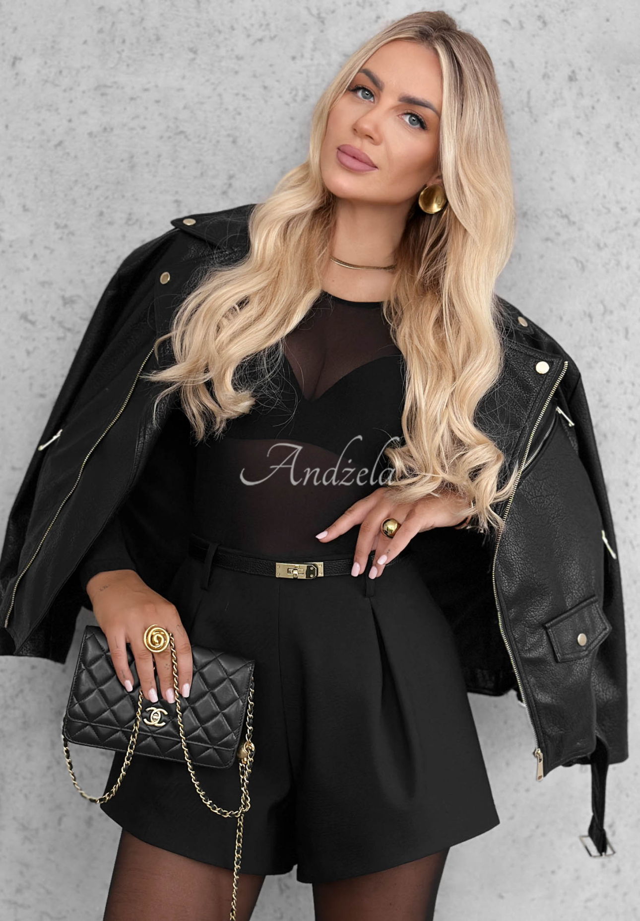 Little Shimmer Black Fitted Long-Sleeve Mesh Bodysuit