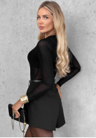 Błyszczące body longsleeve Little Shimmer czarne