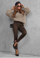 Laserowo cięte legginsy z zapiętkami Secret Beauty czekoladowe