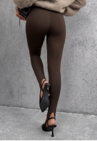 Laserowo cięte legginsy z zapiętkami Secret Beauty czekoladowe