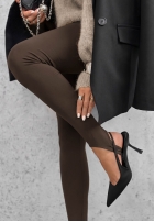 Laserowo cięte legginsy z zapiętkami Secret Beauty czekoladowe