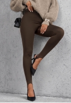 Laserowo cięte legginsy z zapiętkami Secret Beauty czekoladowe