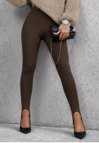 Laserowo cięte legginsy z zapiętkami Secret Beauty czekoladowe
