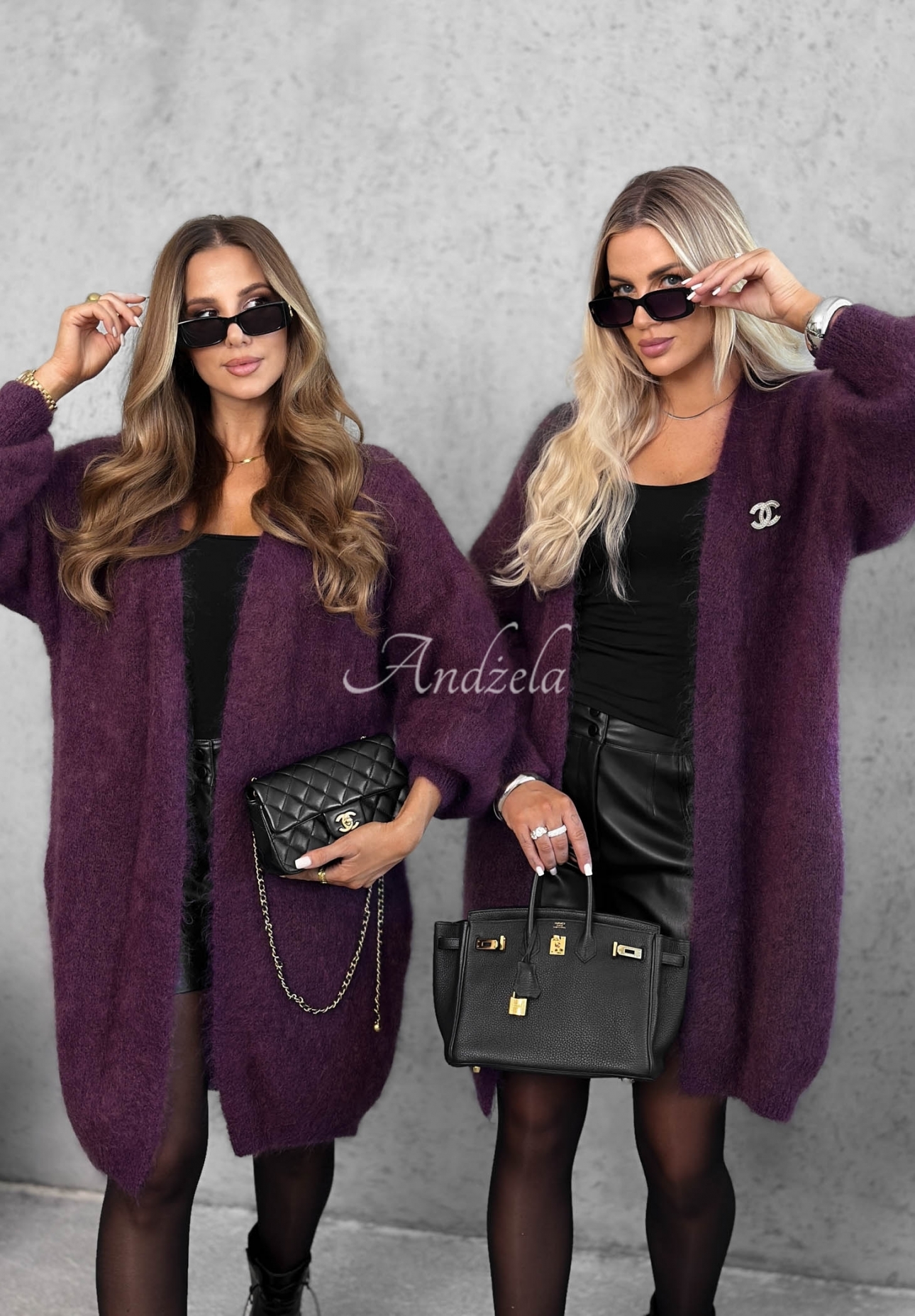 Honey Weather Long Mohair Cardigan in Berry