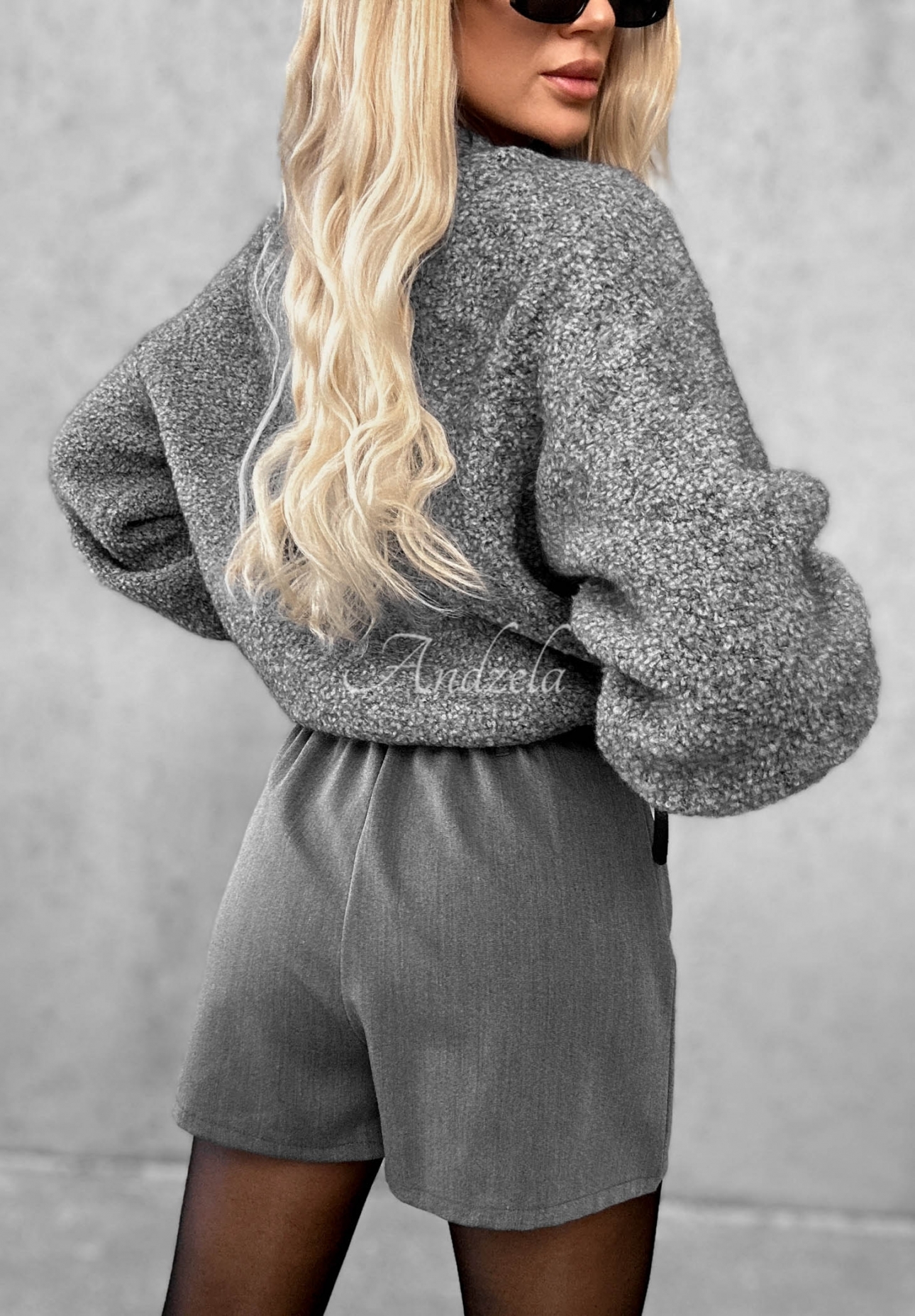 Long Evening Gray Mohair and Wool Sweater