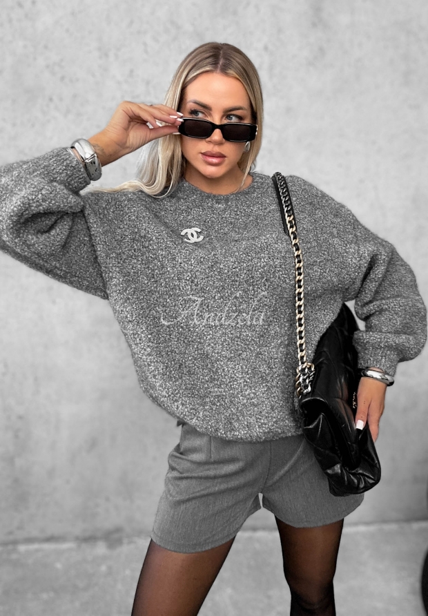 Long Evening Gray Mohair and Wool Sweater