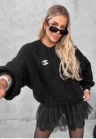 Sweter z bufiastymi rękawami Maybe Never czarny