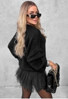 Sweter z bufiastymi rękawami Maybe Never czarny