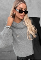 Miękki sweter oversize z golfem Lovely Cute czerwony