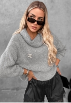 Miękki sweter oversize z golfem Lovely Cute czerwony