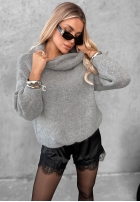 Miękki sweter oversize z golfem Lovely Cute czerwony