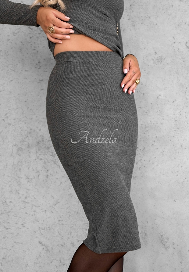 Smile Again Dark Gray Striped Skirt