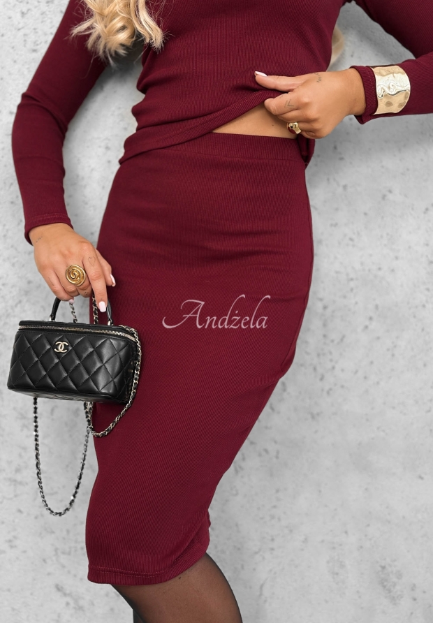 Smile Again Burgundy Striped Skirt