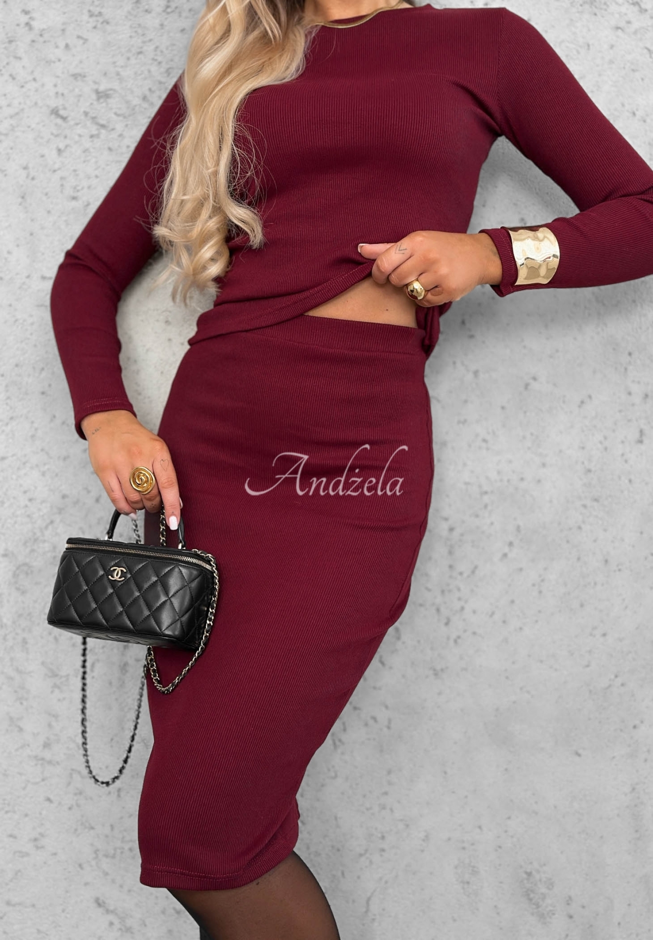 Smile Again Burgundy Striped Skirt