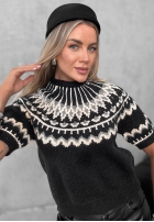 Sweter z krótkimi rękawkami we wzory Mine October ecru