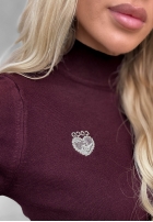 Miękki sweter z golfem Simple Knit jagodowy