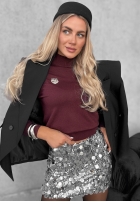 Miękki sweter z golfem Simple Knit jagodowy