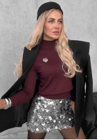 Miękki sweter z golfem Simple Knit jagodowy