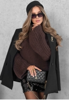 Moherowy sweter dzwonek Cinnamon Cloud jagodowy