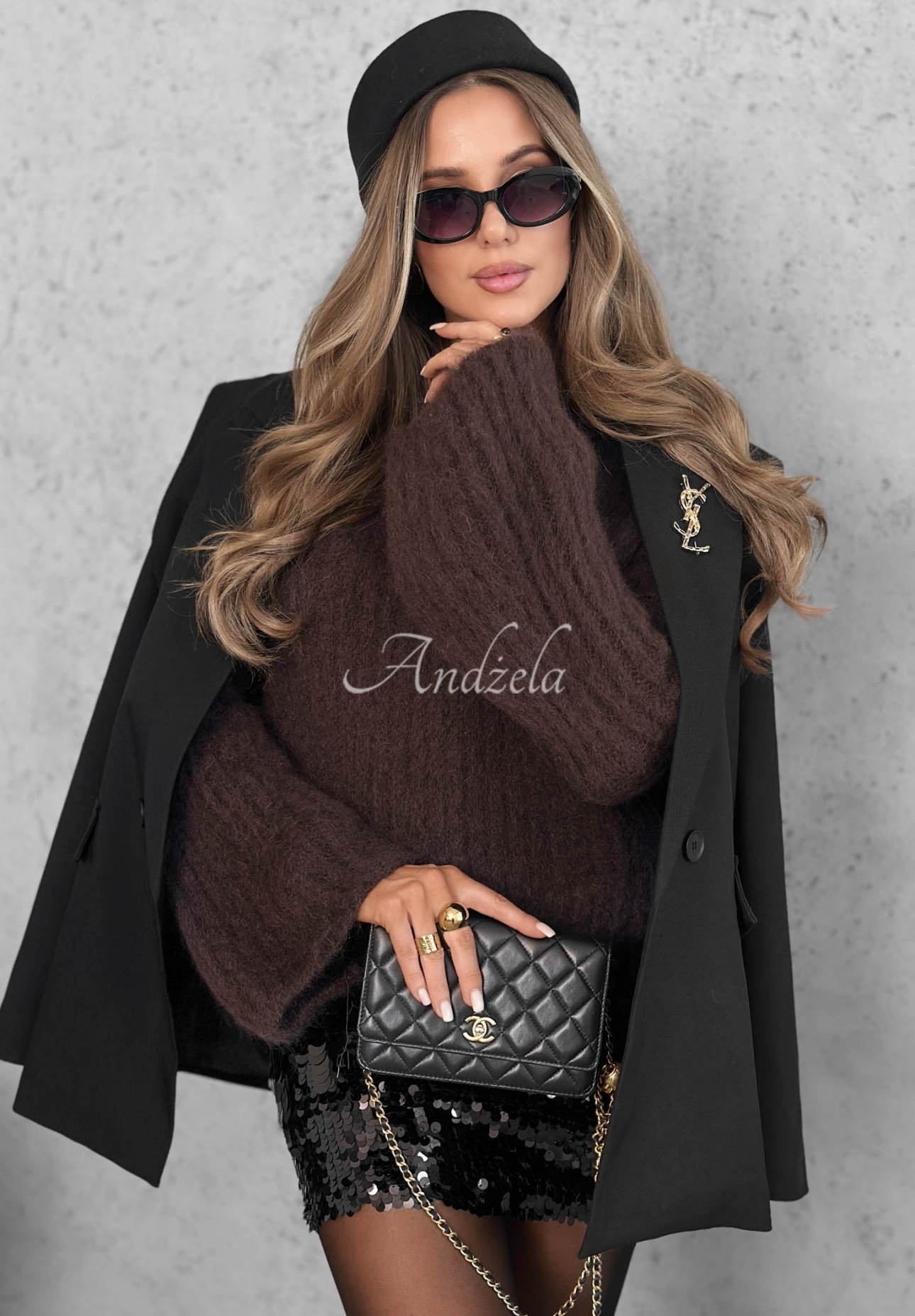 Better Than That Chocolate-Colored Mohair Sweater with Wide Sleeves