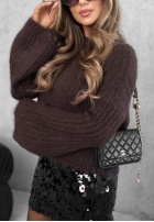 Moherowy sweter dzwonek Cinnamon Cloud jagodowy